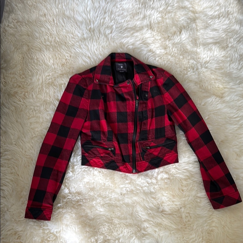 Red and Black Plaid Women's Jacket
